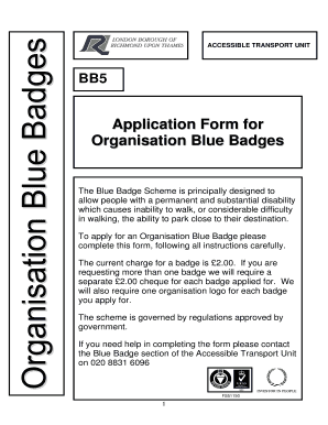 Organisation Blue Badge Application Form