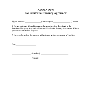 Residential Tenancy Agreement Addendum