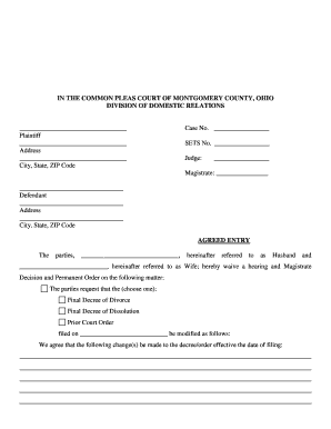 Ohio Divorce Support Modification Agreement