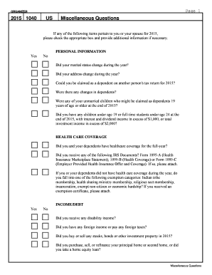 2015 US Tax Organizer