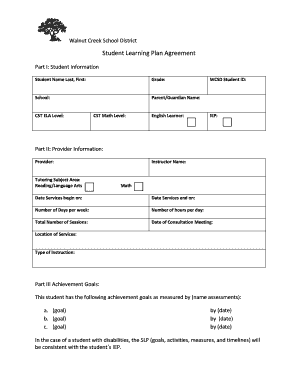 Student Learning Plan Agreement
