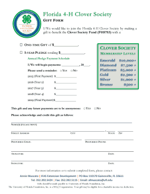 Florida 4-H Clover Society Membership Form