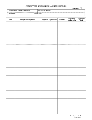 Committee Schedule H — Surplus Funds