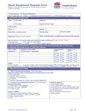 Stock Equipment Request Form