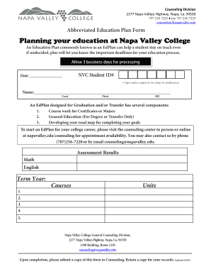 Abbreviated Education Plan Form