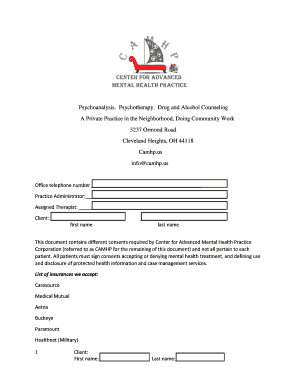 CAMHP Mental Health Treatment Consent Form