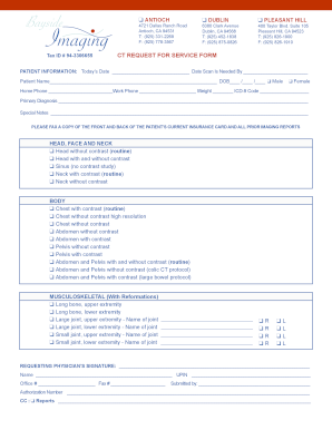 Medical Imaging Request Form
