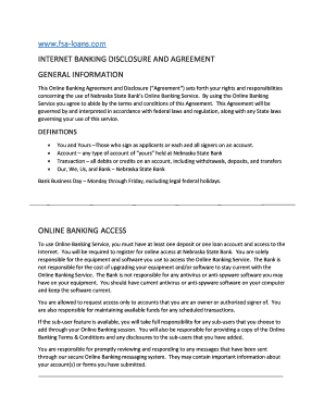 Nebraska State Bank Internet Banking Disclosure and Agreement