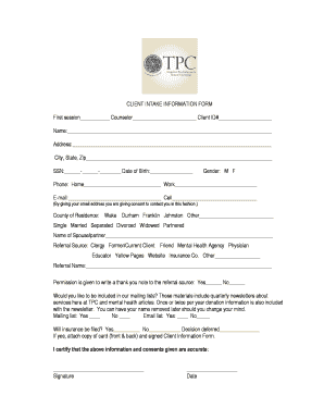 Client Intake Information Form