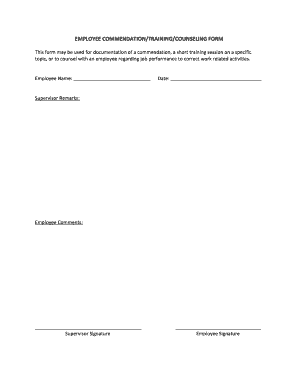 Employee Commendation Training Counseling Form