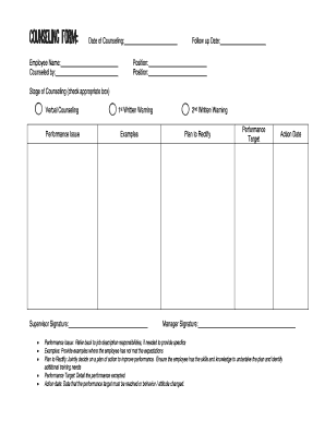 Written warning template pdf - Counseling Form - intranettijuanaflatscom