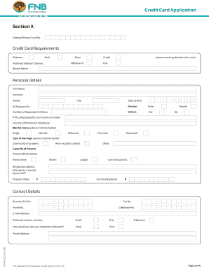First National Bank of Botswana Credit Card Application