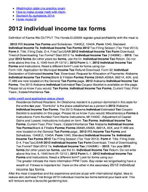 2012 IRS Individual Income Tax Forms