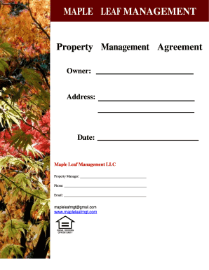 Property managment contract - Property Management bAgreement Formb - Maple Leaf Property bb