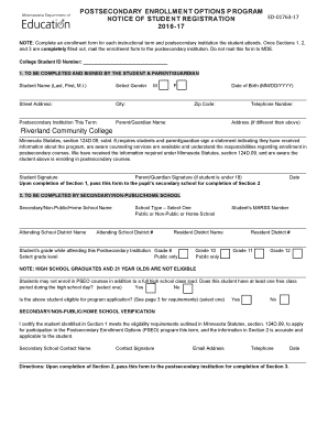Minnesota Postsecondary Enrollment Options Registration Form