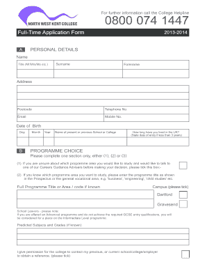 College Application Form