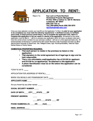 Application to Rent