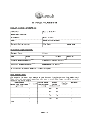 Trip Delay Claim Form