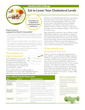 Monthly Health Challenge Cholesterol Reduction