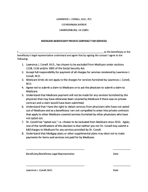 Medicare Beneficiary Private Contract for Services