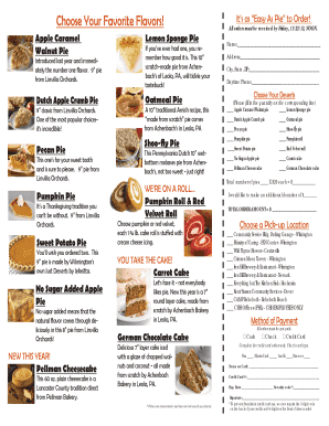 Thanksgiving Pie Order Form