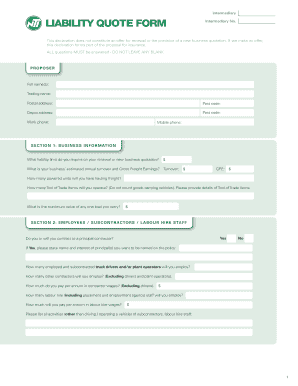Intermediary Liability Quote Form