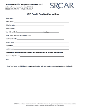 MLS Credit Card Authorization Form