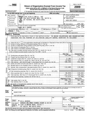 Form 990 Tax Return for Exempt Organizations 2009