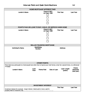 Interest Paid and Cash Contributions Form TZ7/TZ8