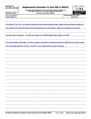 Schedule O for Form 990 or 990-EZ