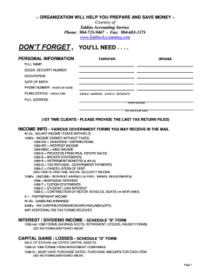 US Federal Tax Preparation Checklist