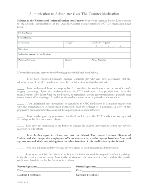 Authorization to Administer Over-The-Counter Medication