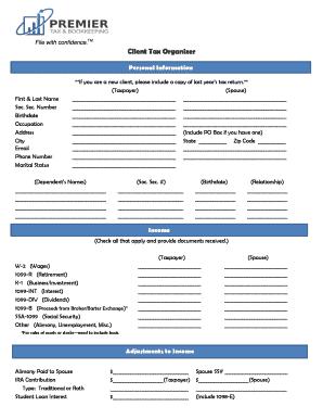 Client Tax Organizer Form