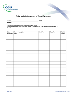 Claim for Reimbursement of Travel Expenses