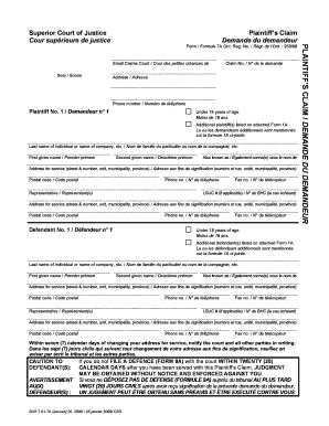 Plaintiff’s Claim Form 7A