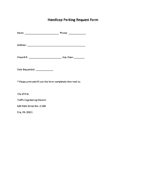 Handicap Parking Request Form