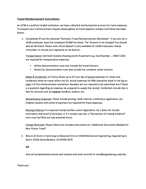 UCSB Domestic Travel Reimbursement Worksheet