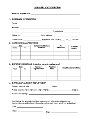 Job Application Form