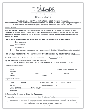 Donation Form for EMDR Research Foundation