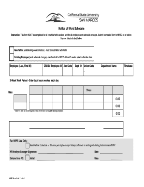 Employee Work Schedule Notice