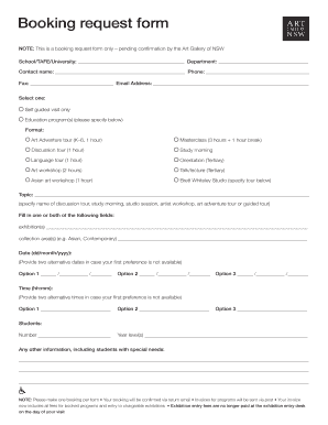 Art Gallery of NSW Booking Request Form