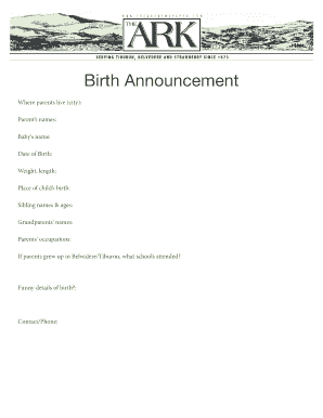 Birth Announcement Form