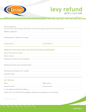 Building and Construction Levy Refund Application