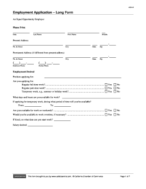 Employment Application Long Form