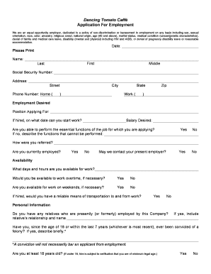 DTC Employment Application - Dancing Tomato Caff