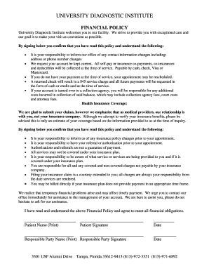 University Diagnostic Institute Financial Policy