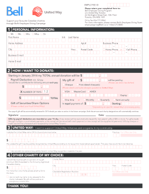 Bell Employee Giving Campaign Donation Form