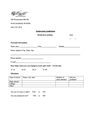 Retail Store Employment Application