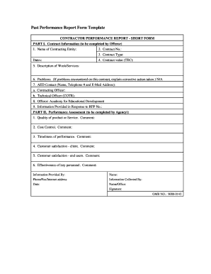 Contractor Performance Report Short Form