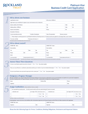 Platinum Visa Business Credit Card Application